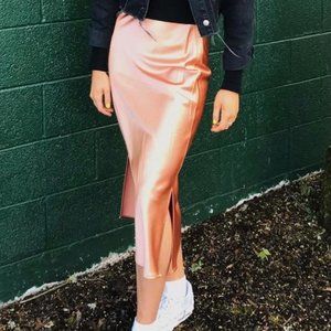 Topshop Satin Bias Midi Skirt